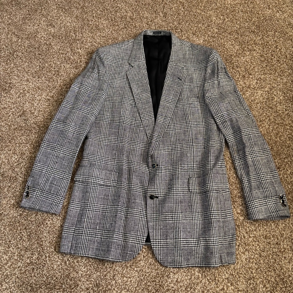 Bachrach || Plaid Houndstooth Oversized Blazer Jacket Coat Size XL